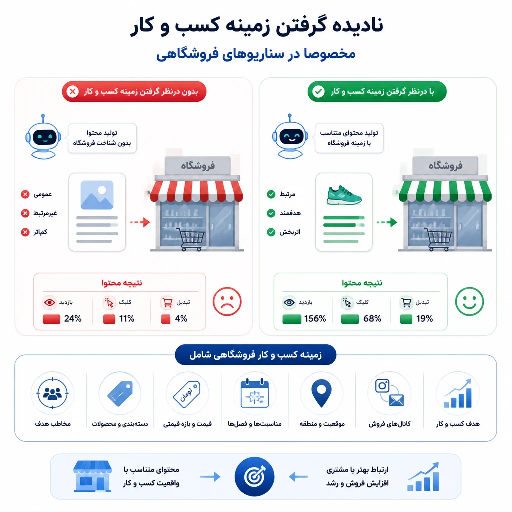 نادیده گرفتن زمینه کسب و کار، مخصوصا در سناریوهای فروشگاهی