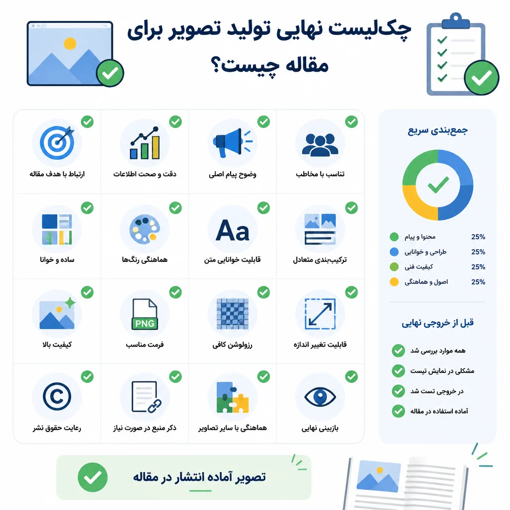 چکلیست نهایی تولید تصویر برای مقاله چیست؟ چکلیست نهایی تولید تصویر برای مقاله چیست؟