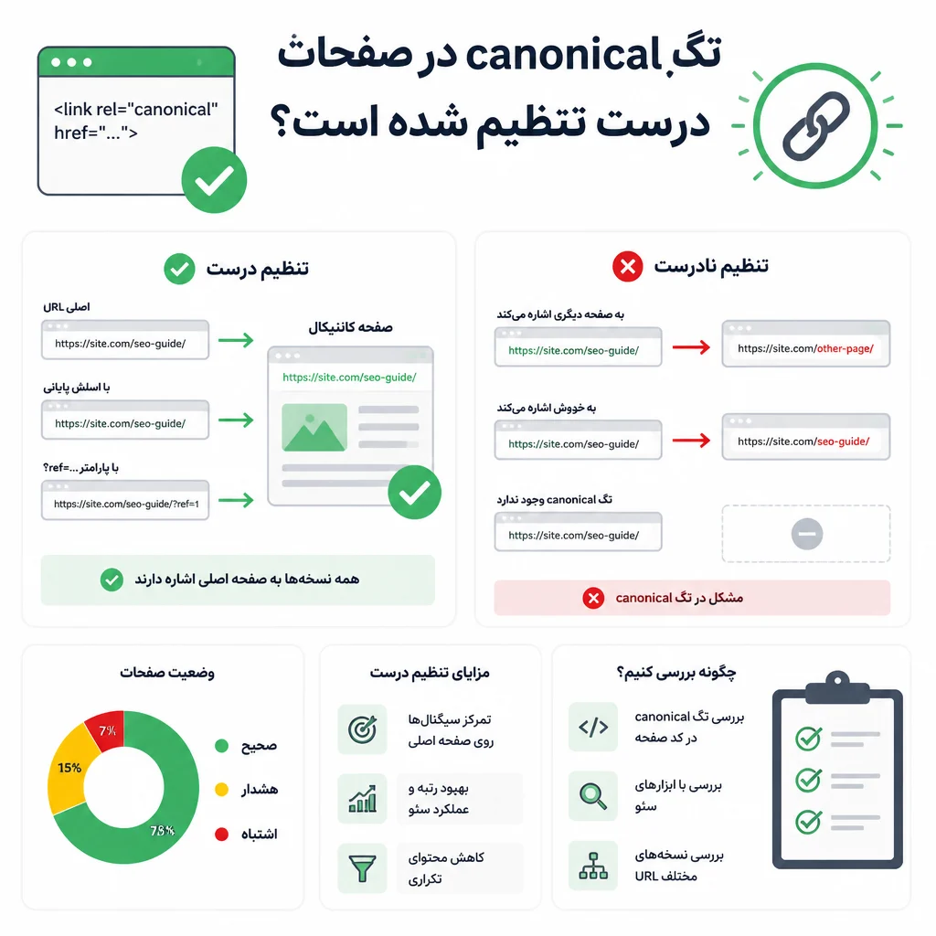 آیا تگ canonical در صفحات درست تنظیم شده است؟