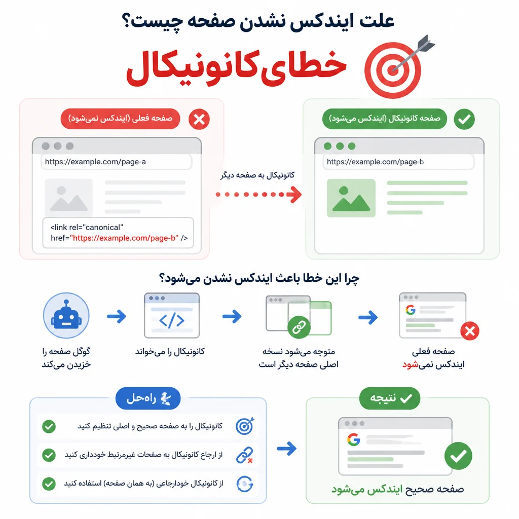 علت سوم ایندکس نشدن صفحه چیست؟ خطای کانونیکال