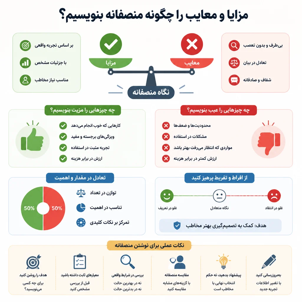 مزایا و معایب را چگونه منصفانه بنویسیم؟