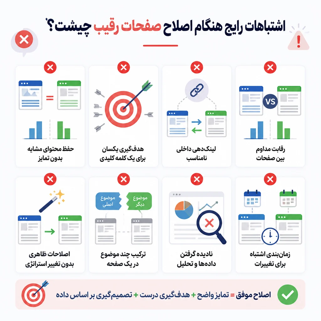 اشتباهات رایج هنگام اصلاح صفحات رقیب چیست؟